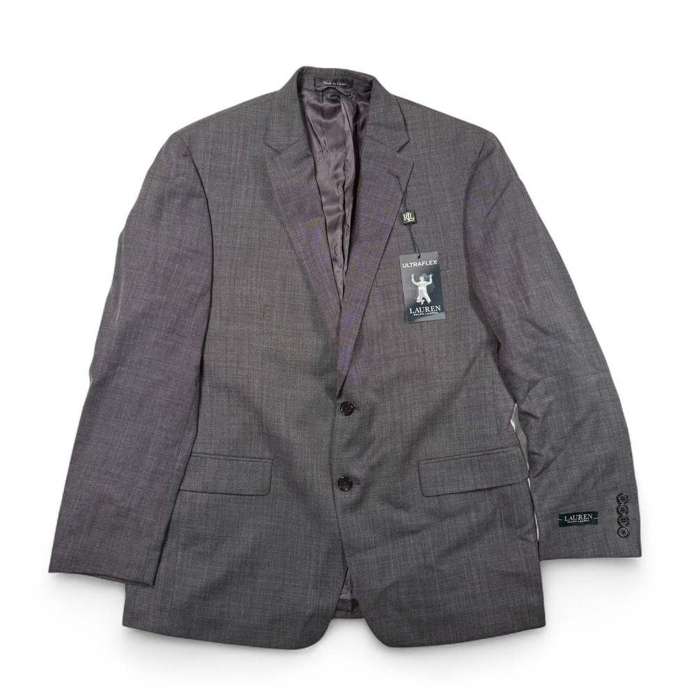 Lauren Ralph Lauren Blazer Mens 42R Regular Fit Ultraflex Gray Wool NWT Stetch